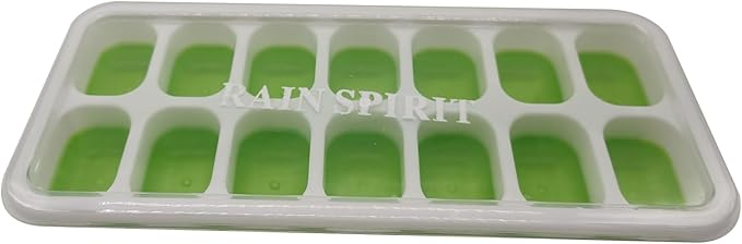 RAIN SPIRIT Ice Cube Trays,2 Pack Durable Stackable Ice Trays for Freezer with Spill-Resistant with Removable Lid, Easy-Release 28 pcs Silicone Ice Maker for Cocktail, juice, Beer,BPA-Free by RAINSPIRIT
