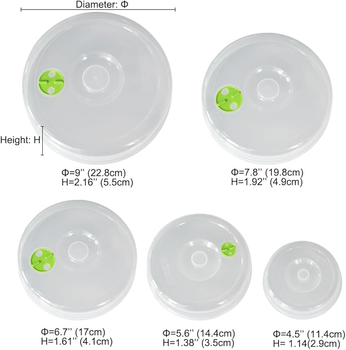 Microwave Covers for Food 5 PCS Microwave Splatter Lid Cover Dish Cover Plate Splatter Shield for Microwave Oven