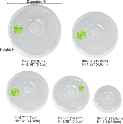 Microwave Covers for Food 5 PCS Microwave Splatter Lid Cover Dish Cover Plate Splatter Shield for Microwave Oven