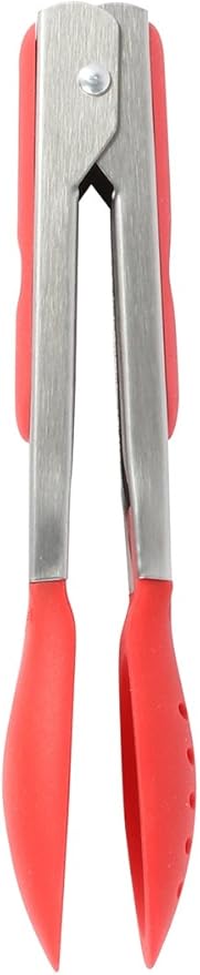 Dexas Spoon & Strain Tongs with Gravity open & Close Operation, 7", Red by Dexas