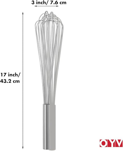 OYV 18/10 Stainless Steel Large Whisk, 17" Commercial Heavy Duty Whisk for Whipping Eggs, Mixing Batter, Making Sauces, Long Wisk Dishwasher Safe - Image 7