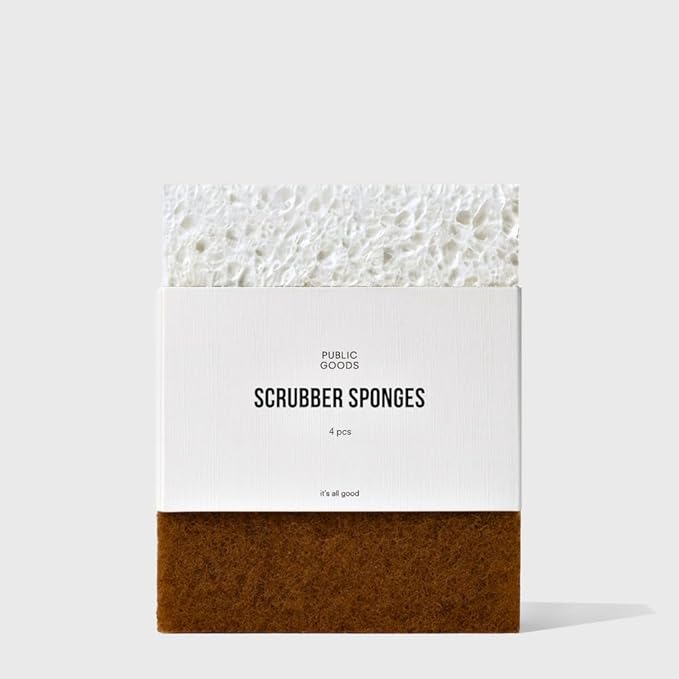 Public Goods Scrubber Sponge | Cleaning & Scrubbing Sponges for Dishes & Kitchen Sink | Natural, Plant-Based Sponges | Pack of 4 by PublicGoods