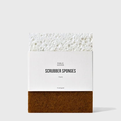 Public Goods Scrubber Sponge | Cleaning & Scrubbing Sponges for Dishes & Kitchen Sink | Natural, Plant-Based Sponges | Pack of 4 by PublicGoods