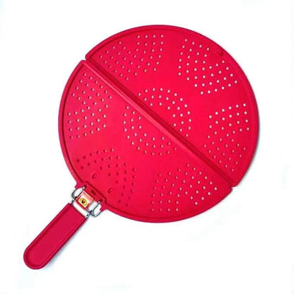 Foldable Silicone Splatter Screen, Bi-Fold Multifunction Shield for Frying Pan 11 3/4-Inch, Red by Unknown