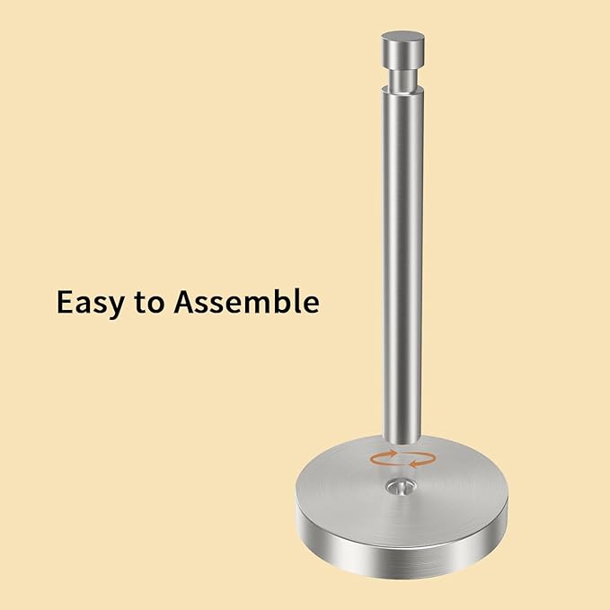 YUMORE Paper Towel Holder Countertop, Counter Paper Towel Holder with Weighted Base Non Slip, Standing Paper Towel Roll Holder for Modern Kitchen Bathroom, Stainles Steel (Brushed Nickel) - Image 5
