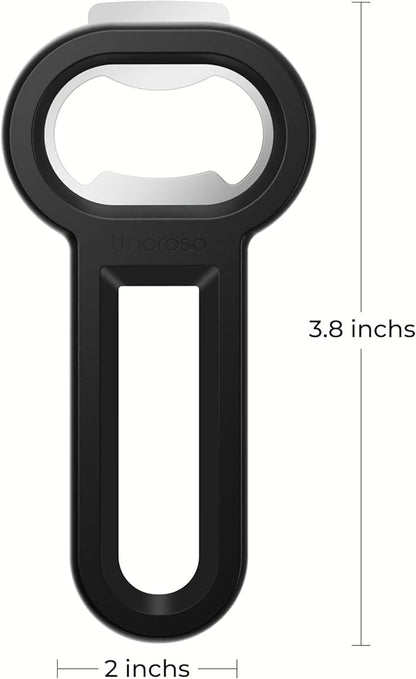 Linoroso Magnetic Bottle Opener Pop Can Opener for Refrigerator, Beer Bottle Opener and Soda Can Opener with Cap Catcher, Portable Beer Opener for Bartender, Home, Restaurant, Bar Tools, 1 Pack, Black