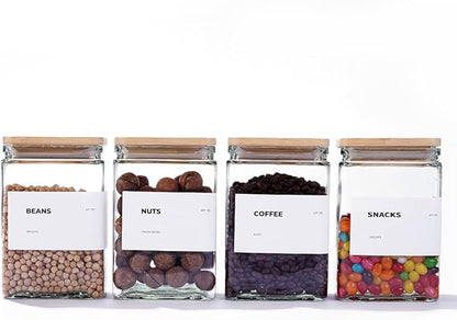 APT 1101 Glass Storage Jars with Bamboo Lid, glass canisters with airtight lids, Clear jars with lids for Spice, Cookie, Candy, Tea, Coffee Bean and Rice (White, Pantry Jar Set (26 oz, set of 6)) - Image 2