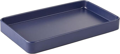 mDesign Modern Decorative Metal Guest Hand Towel Tray Holder Organizer for Disposable Paper Napkins, Jewelry, Makeup - Bathroom Vanity Sink Counter Organization - Unity Collection - Matte Navy Blue