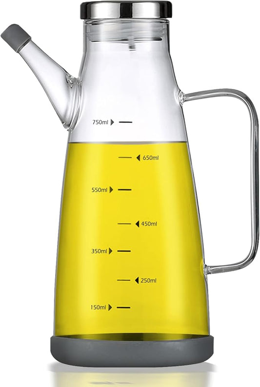 Oil Dispenser for Kitchen,25OZ Oil Bottles Cooking Oil Dispenser with Drip Free Spout and Non Slip Bottom Fits in Home,Kitchen,Barbecue,Party (750ml) by Cucudoner