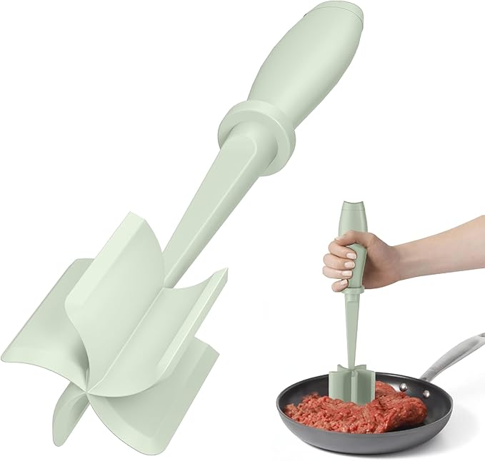 Meat Chopper, Hamburger Grinder, Premium Heat Resistant Smasher for Ground Beef, Burger Grinder Nylon Potato Mix Tool-Green by PGYARD