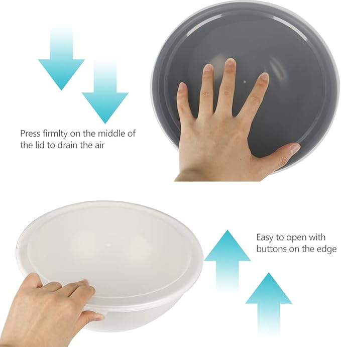 BoxedHome BPA Free Plastic Round Mixing Bowl with Lids, 12 Pack Nesting Bowls with Lids Set, Microwave and Dishwasher Safe Prep & Serving Bowls Great for Mixing, Baking, Serving (Grey, 12pcs) - Image 5