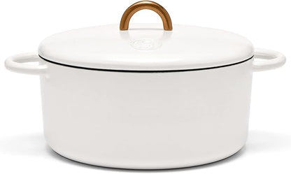 Great Jones Dutch Baby Dutch Oven with Lid (Salt, 3.5-Quart) | Enameled Cast Iron, Round Shape | Safe for Stovetops & Ovens up to 500°F | Space-Saving & Dishwasher-Friendly | Small-Batch Cooking