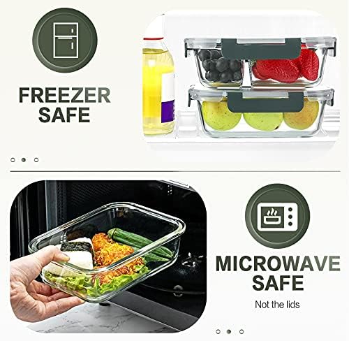 KOMUEE 10 Packs 30 oz Glass Meal Prep Containers,Glass Food Storage Containers with Lids,Airtight Lunch Bento Boxes,Microwave,Freezer and Dishwasher,Gray - Image 4