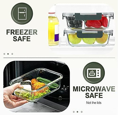 KOMUEE 10 Packs 30 oz Glass Meal Prep Containers,Glass Food Storage Containers with Lids,Airtight Lunch Bento Boxes,Microwave,Freezer and Dishwasher,Gray - Image 4