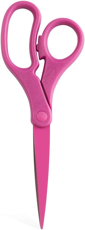 JAM PAPER Multi-Purpose Precision Scissors - 8 Inch - Fuchsia Pink - Ergonomic Handle & Stainless Steel Blades - Sold Individually by JAMPaper