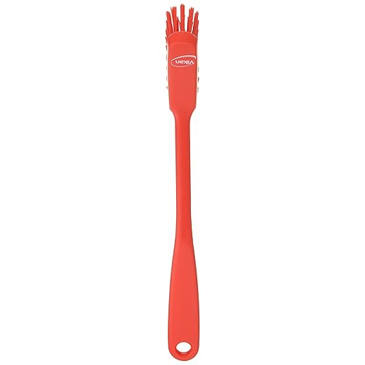 Vikan - Fine Dish Brush - Heavy-Duty, Narrow, Slip-Resistant Cleaning Brush, Polypropylene, Polyester Bristle, 11 Inch, Red, (42874) - Image 2