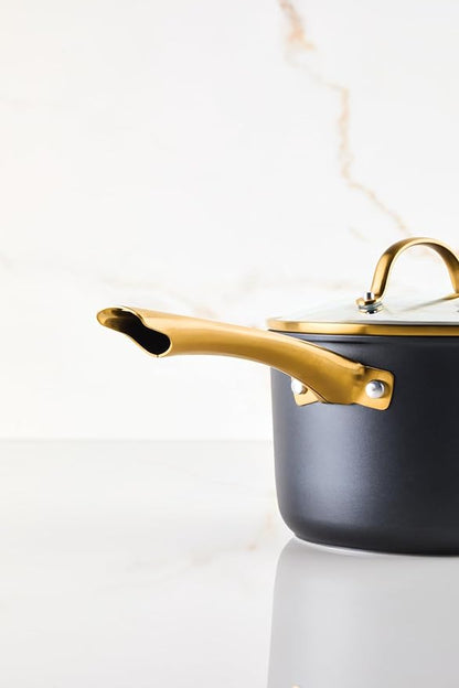Farberware Forged Induction Ceramic Nonstick Cookware Set, 12-Piece, Black Pots & Pans