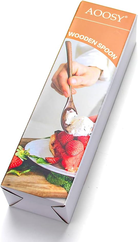 AOOSY Spoons, Wooden Spoons for Eating, 6 Pieces Japanese Natural Soup Spoons Wooden Spoon for Cooking Mixing Stirring Honey Tea Soda Dessert Coconut Bowl Nonstick Pots Kitchen - Image 7