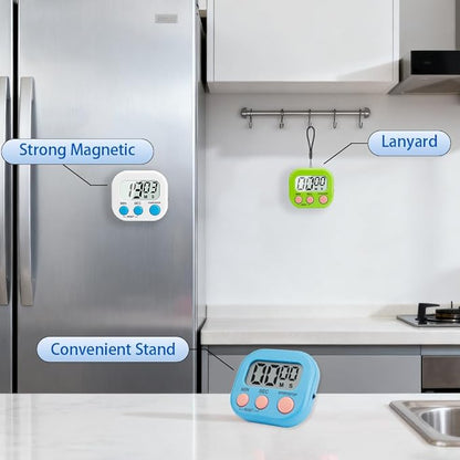 Digital Kitchen Timer, 6 Pcs Classroom Timers for Kids Teacher, Magnetic Countdown Minute Simple Timer for Cooking Study Exercise Game Baking Reading Gym Meeting Work Task Classroom (Blue/Green)