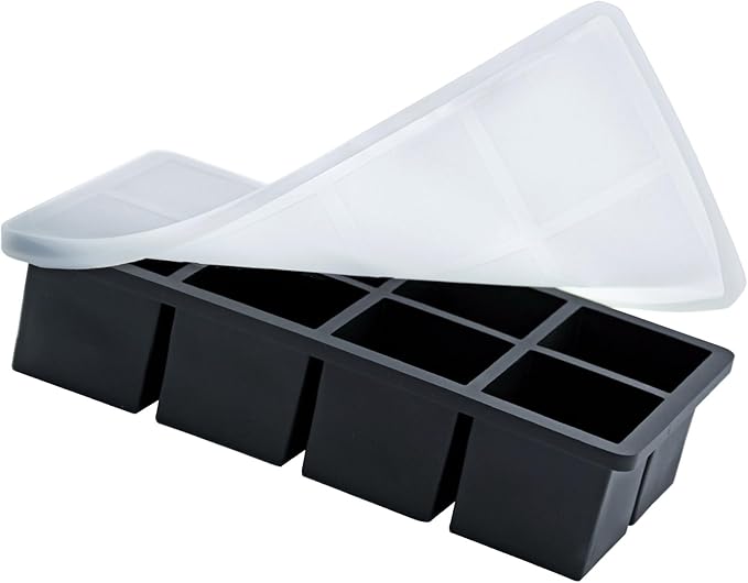 Bangp Large Ice Cube Tray for Whiskey (2 Pack),Metal Reinforced Frame Big Ice Cube Molds,Large Square Ice Cube Trays with lid,Easy Release Ice Trays for making 16 Giant Ice Cubes for Whiskey Cocktails