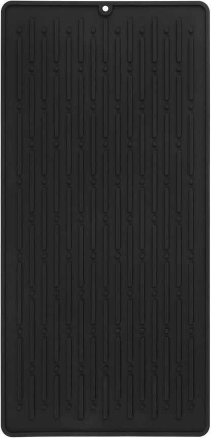 GeeRic Dish Drying Mats, Heat-resistant Silicone Mat for Kitchen Counter, Non-Slip Dish Dry Mat Dishwasher Safe Medium, Black