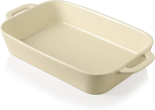 Sweejar Ceramic Bakeware Set, 9x13 Rectangular Baking Dish for Cooking, Kitchen, Cake Dinner, Banquet and Daily Use, Casserole Dishes for Oven Porcelain Baking Pans（Beige) by Sweejarco1949