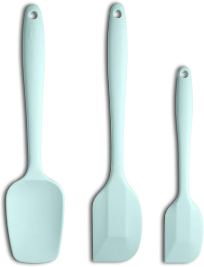 Silicone Spatula 3‑Piece Set Heat Resistant 600°F Non‑Stick Rubber Spatulas with Stainless Steel Core ALLWIN HOUSEWARE Large Spatula, Spoonula & Mini Spatula for Cooking & Baking, Macaron Navy