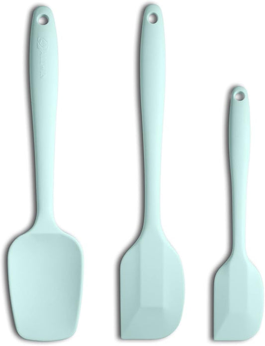Silicone Spatula 3‑Piece Set Heat Resistant 600°F Non‑Stick Rubber Spatulas with Stainless Steel Core ALLWIN HOUSEWARE Large Spatula, Spoonula & Mini Spatula for Cooking & Baking, Macaron Navy