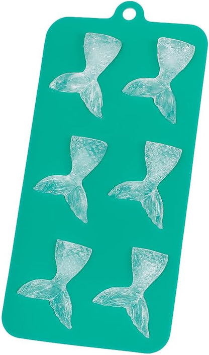 HIC Kitchen Silicone Mermaid Tails Ice Cube Tray, Non-Stick, Set of 2, Each Tray Makes 6 Mermaid Tails