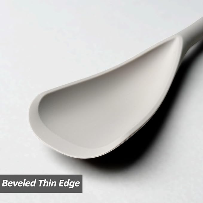 Silicone Spatula Spoon, Great for Both Cooking and Serving Durable BPA-Free Matte Black Silicone, Seamless Design, Safe for Nonstick Cooking Surfaces, 2-Pcs, Khaki - Image 3