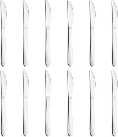 12 Pieces Butter Knives Set - 9 Inches Butter Knife, Food Grade Stainless Steel Dinner Knives Set, Mirror Polished Knife Silverware for Home, Restaurant, Kitchen, Dishwasher Safe