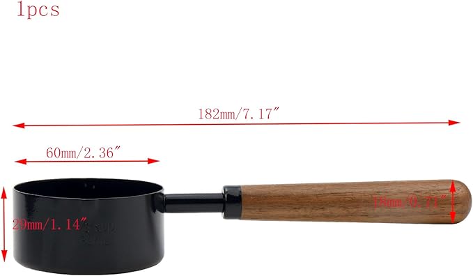 1pcs 1/3 Cup Measuring Cup with Wooden Handle Stainless Steel Measuring Scoop 80ml Measuring Spoon Black 1/3 Measuring Cups for Baking Cooking Wet and Dry Ingredients (80ml) - Image 3