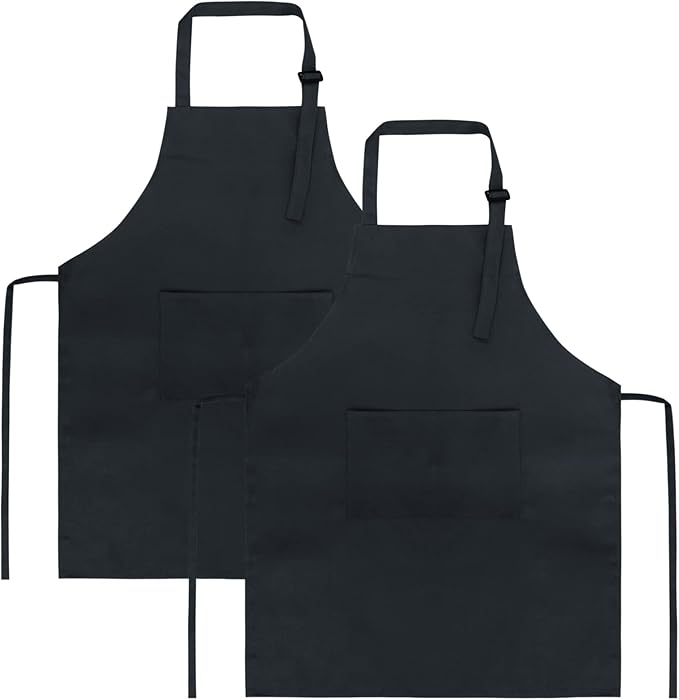 SINLAND Kids Apron with Pocket 2 Pack Children Chef Apron for Cooking Baking Painting
