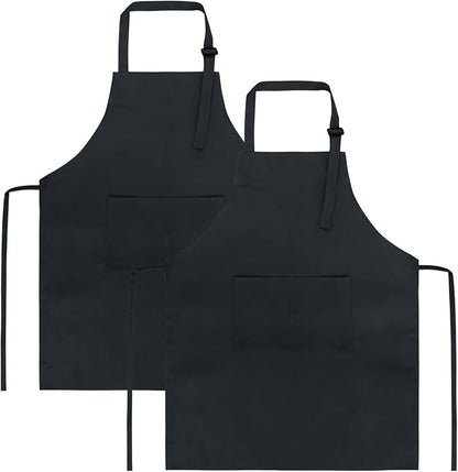 SINLAND Kids Apron with Pocket 2 Pack Children Chef Apron for Cooking Baking Painting