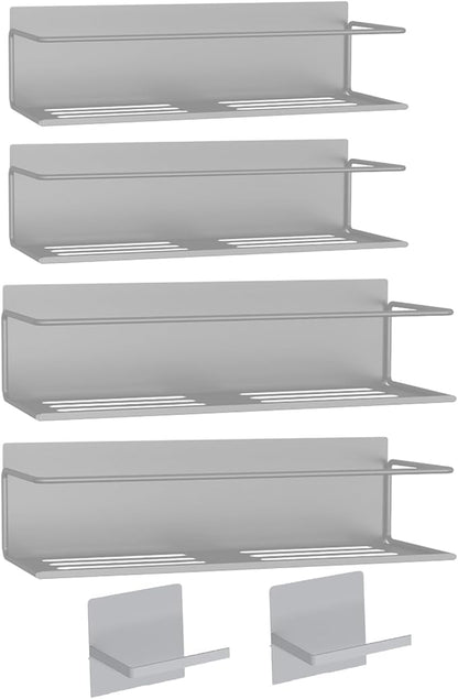 Magnetic Spice Rack For Refrigerator, Space Saving Magnetic Shelf For Fridge Grey 4 Pack With Magnetic Paper Towel Holder - Image 3