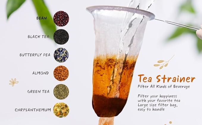 Disposable Tea Filter Bags for Loose Leaf Tea, Unbleached Natural Paper Drawstring Tea Bags, Plastic-Free Tea Infuser Bags for Herbal Tea, Coffee & Spices Size 5.5 Inches
