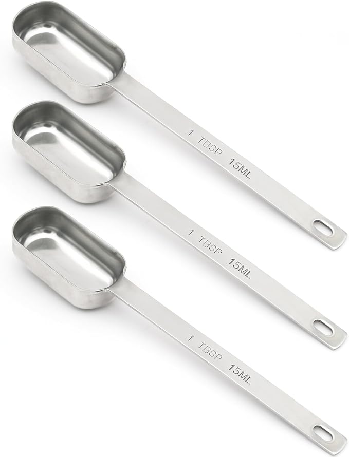 3PCS 1tbsp (3tsp, 15ml, 1/2oz) Single Measuring Spoon, Stainless Steel Long Handle Individual Teaspoons Only by BERYLER