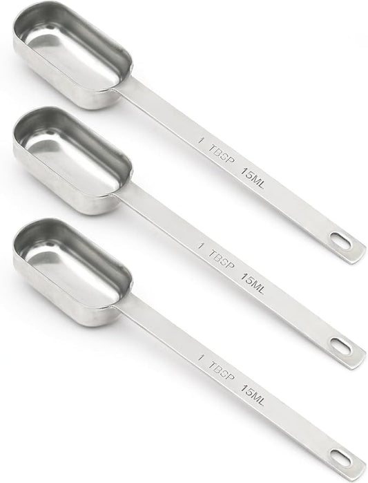 3PCS 1tbsp (3tsp, 15ml, 1/2oz) Single Measuring Spoon, Stainless Steel Long Handle Individual Teaspoons Only by BERYLER