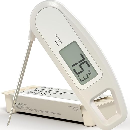 Lavatools Javelin® Ultra-Fast 3-Second Digital Instant Read Meat Thermometer for Grill and Cooking, 2.75" Probe, Compact Foldable Design, Large Display, IP65 Water Resistant, NSF Certified – Milk by Lavatools