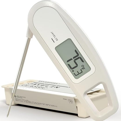 Lavatools Javelin® Ultra-Fast 3-Second Digital Instant Read Meat Thermometer for Grill and Cooking, 2.75" Probe, Compact Foldable Design, Large Display, IP65 Water Resistant, NSF Certified – Milk by Lavatools