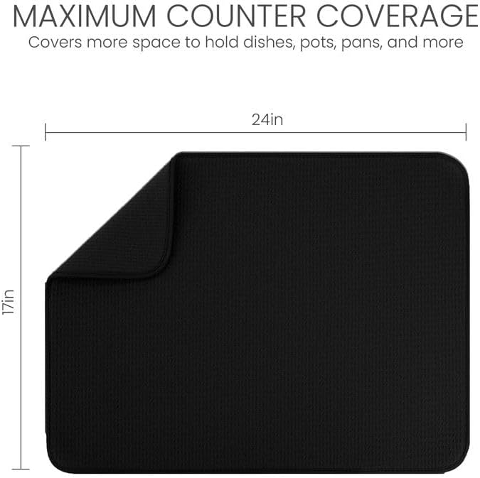 Bellemain XL Dish Mat Microfiber Dish Drying Mat, Super absorbent (Black, 17" x 24") - Image 7