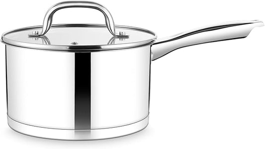 TeamFar Saucepan, 3 qt Stainless Steel Sauce Milk Pan & Lid with Tri-ply Bottom, Home/Kitchen Induction Pot for Cooking/Boiling/Warming/Stewing, Healthy & Heavy Duty, Dishwasher Safe by TeamFar
