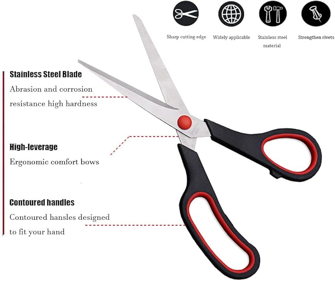 Scissors, Multipurpose office Scissors,8.5 Inch Ultra Sharp Shears, Comfort-Grip Handles Household scissors，Sturdy Sharp Craft Supplies - Pack of 5, Right/Left Hande - Image 3