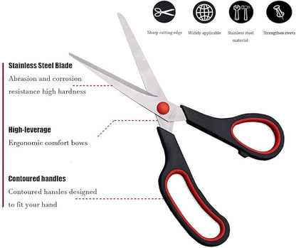 Scissors, Multipurpose office Scissors,8.5 Inch Ultra Sharp Shears, Comfort-Grip Handles Household scissors，Sturdy Sharp Craft Supplies - Pack of 5, Right/Left Hande - Image 3