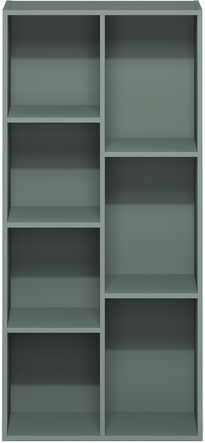 Furinno LUDER Book Shelf, 7-Cube Bookshelf, Bookcase with Open Shelves, 9.4 x 19.5 x 41.7, Easy Assembly, for Living Room, Bedroom, Home Office, Sage Green - Image 7