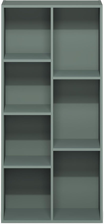 Furinno LUDER Book Shelf, 7-Cube Bookshelf, Bookcase with Open Shelves, 9.4 x 19.5 x 41.7, Easy Assembly, for Living Room, Bedroom, Home Office, Sage Green - Image 7