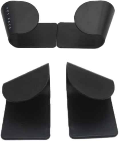 4 Pairs Pot and Pan Lid Holder Self Adhesive Wall Mount Storage Organizer Pot Lid Organizer for Cabinet (Black)
