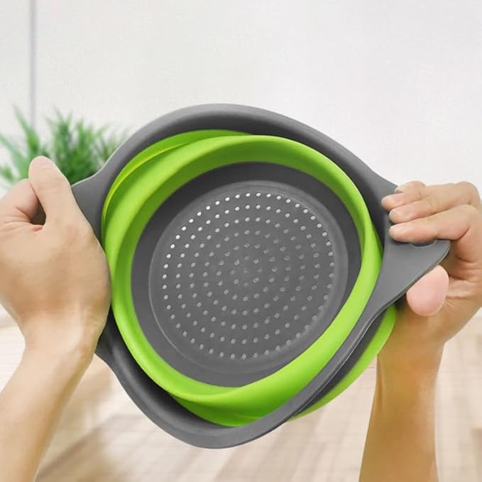 2 Pack Collapsible Colander Set, Emptycolor Foldable Collapsible Strainers for Kitchen, Small Round Colander with Base and Handles for Pasta, Fruit, Vegetables – Space-Saving Kitchen Strainer Baskets - Image 4