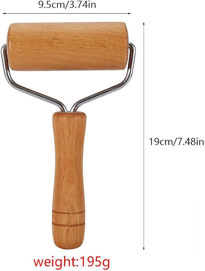 Watris Veiyi Small Rolling Pin, Wooden Dough Roller, Non-Stick Pizza Roller, Dough Baker Roller Set for Home Kitchen Baking Cooking(9.5cm/3.74in) - Image 2