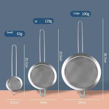 304 Stainless Steel 3.15 inch Fine Mesh Strainers for Kitchen, Colander-Skimmer with Handle, Sieve Sifters for Food, Tea, Rice, Oil, Noodles, Fruits, Vegetable 3inch - Image 6